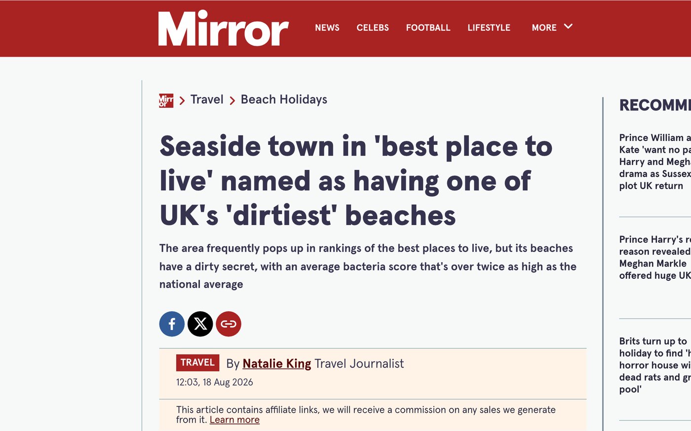 Seaside town in 'best place to live' named as having one of UK's 'dirtiest' beaches on Mirror
