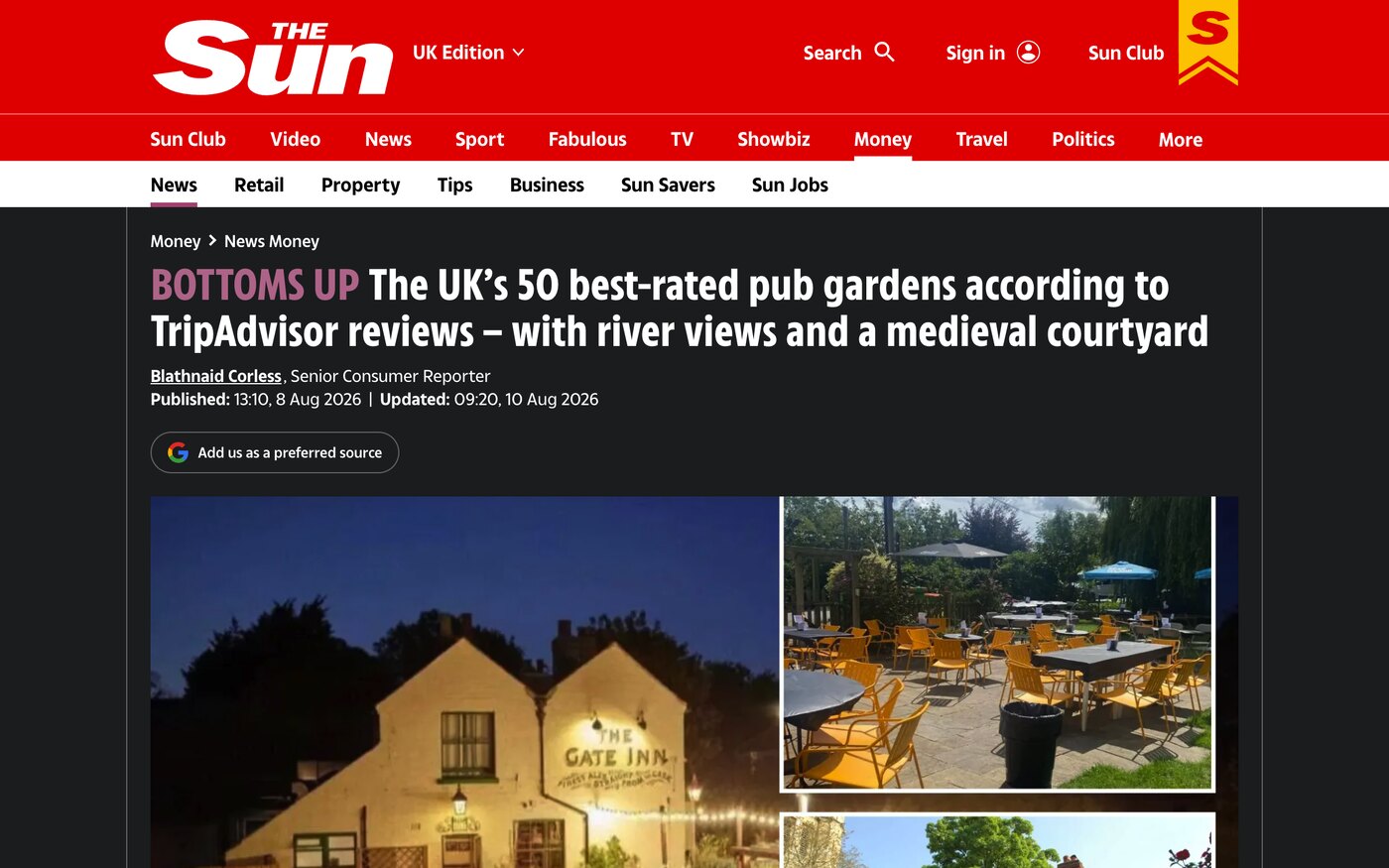 The UK's 50 best-rated pub gardens according to TripAdvisor reviews – with river views and a medieval courtyard on The Sun